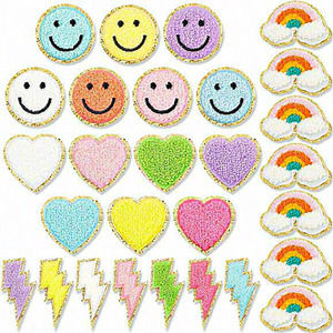 28 Pcs Iron On Colorful Cute Chenille Embroidered Patches‎